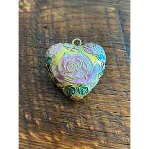 Vintage Heart-Shaped Cloisonné Pendant
